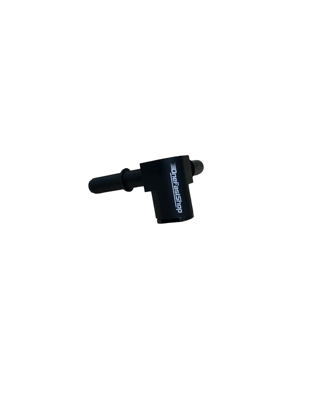 Side view of the Walbro dual outlet fuel fitting showing two 7.89mm male quick-connect output ports
