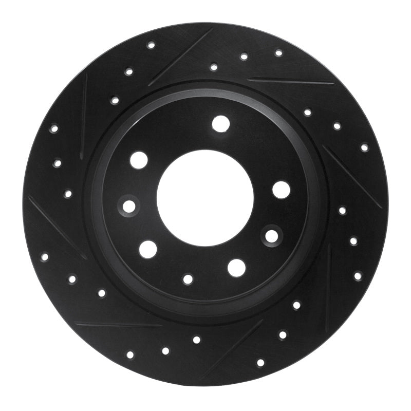 R1 Concepts Drilled & Slotted Rear Left Brake Rotor - Ford Fusion / Mazda MX-5 Miata 1998-2015 - Black