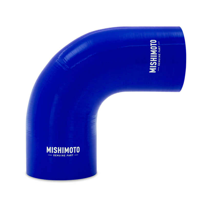 Mishimoto Silicone Reducer Coupler 90 Deg 3in To 4in Blue - OneFastShop
