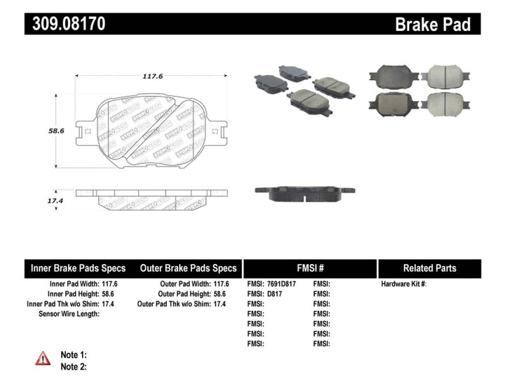 Stoptech Performance Front Brake Pads for 05-08 Scion tC, 01-05 Celica GT, 00-05 Celica GT-S - OneFastShop