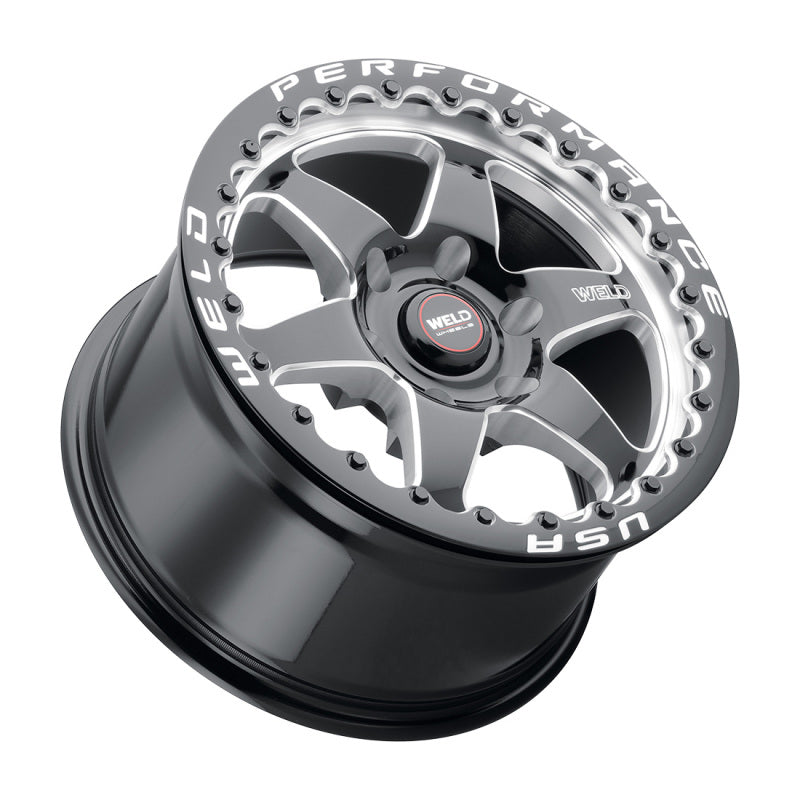 Weld S904 15x12 Ventura Beadlock 5x114.3 ET28 BS7.6 Gloss Black Milled Dia 78.1 (904) - OneFastShop