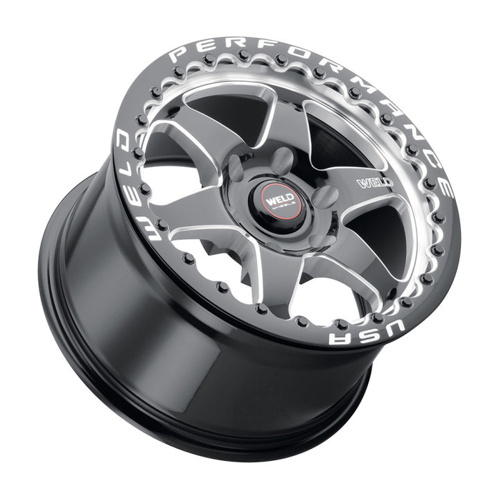 Weld S904 15x12 Ventura Beadlock 5x114.3 ET28 BS7.6 Gloss Black Milled Dia 78.1 (904) - OneFastShop
