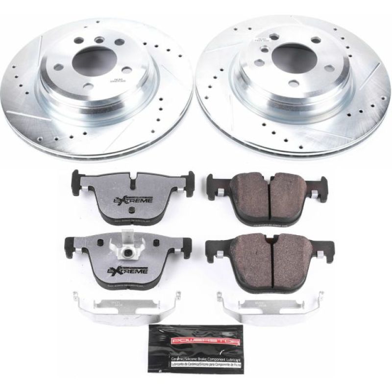 PowerStop Z26 Street Warrior Brake Kit for 15-16 BMW 328i xDrive - Drilled & Slotted Rotors, Low Dust Pads