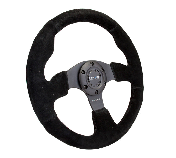 NRG Reinforced Steering Wheel 320mm Suede with Black Stitch - OneFastShop