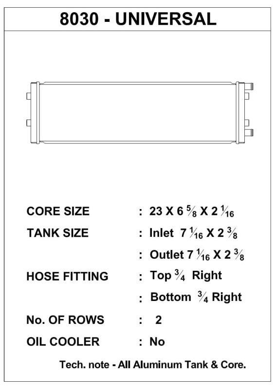 CSF Dual-Pass Universal Heat Exchanger Cross-Flow 3/4 Inch Connections