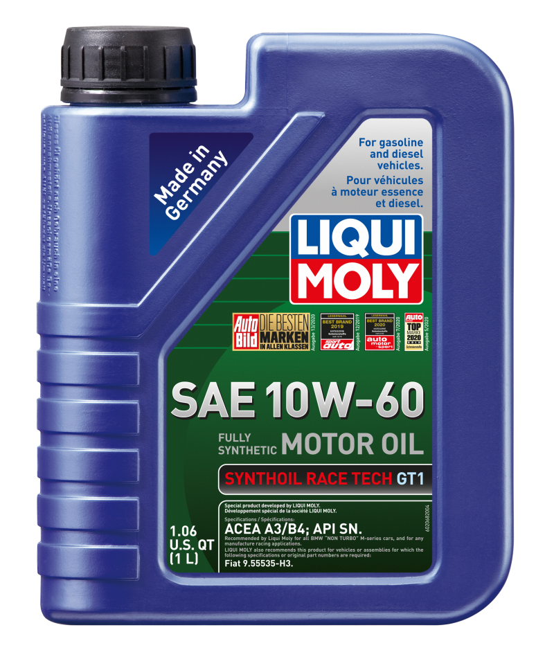 LIQUI MOLY 1L Synthoil Race Tech GT1 Motor Oil SAE 10W60 for Aston Martin BMW Ferrari Hyundai Kia Subaru and More