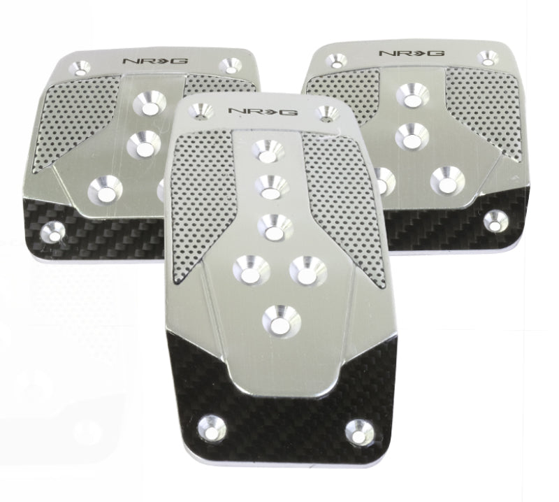 NRG Aluminum Sport Pedal Set M/T - Silver Carbon