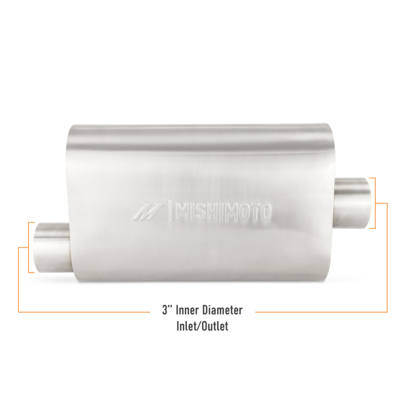 Mishimoto Muffler 3.0in Offset Inlet Outlet Brushed