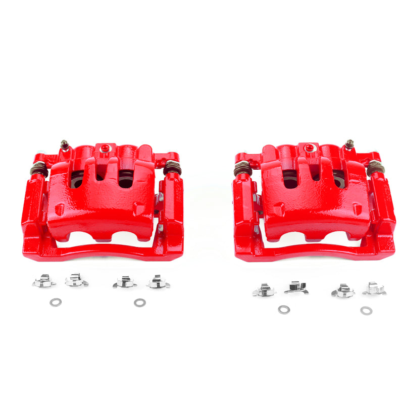 PowerStop Rear Red Calipers with Brackets for 08-12 Ford F-250 Super Duty - Red Finish - Performance Upgrade - Pair - OneFastShop
