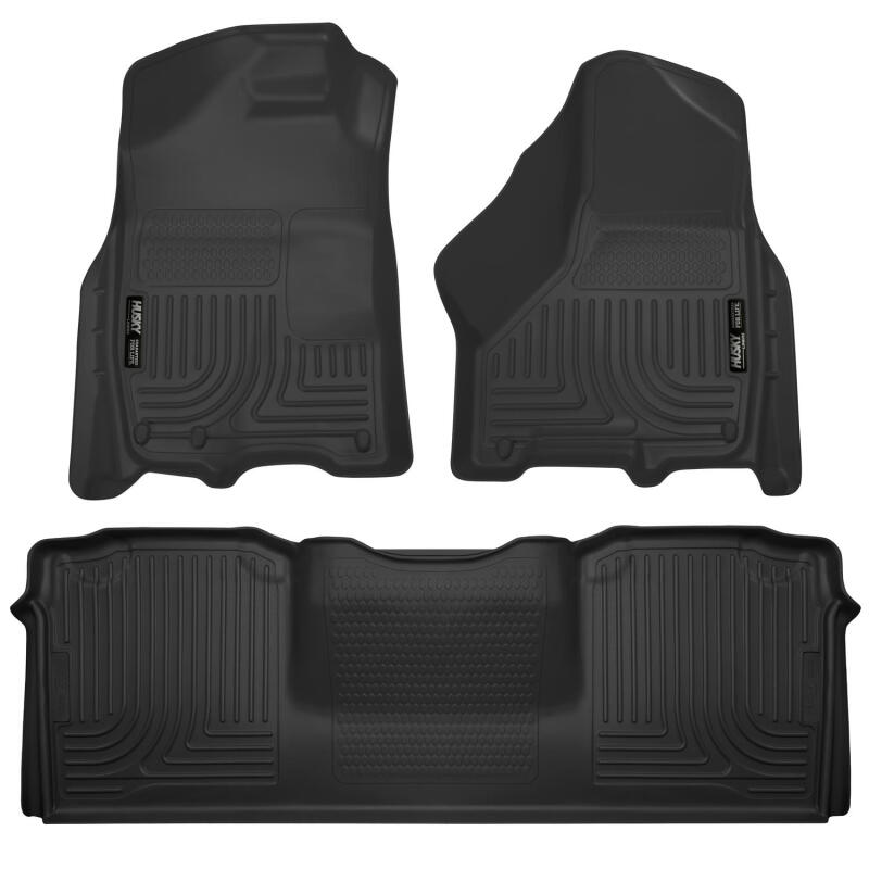 Husky Liners WeatherBeater Front + 2nd Seat Floor Liner Set - Dodge Ram 2500/3500 Mega Cab (2010-2018) - Black