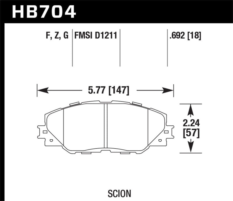Hawk Performance HPS Brake Pads - Front Toyota RAV4, Mirai, Pontiac Vibe (2006-2019)