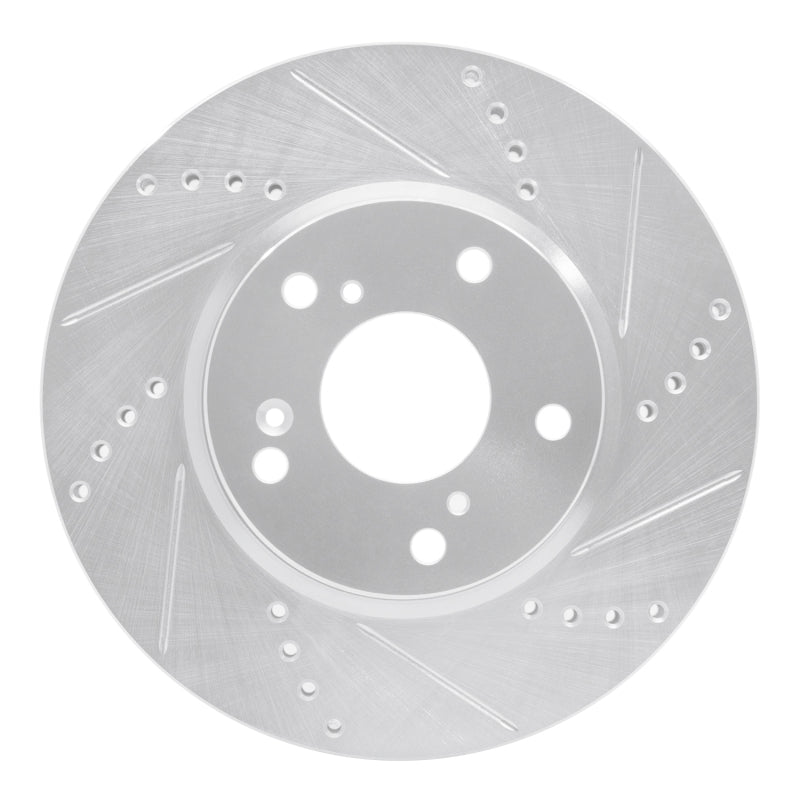 R1 Concepts E-Line Silver Front Right Drilled & Slotted Brake Rotor - Honda Civic 2016-2026