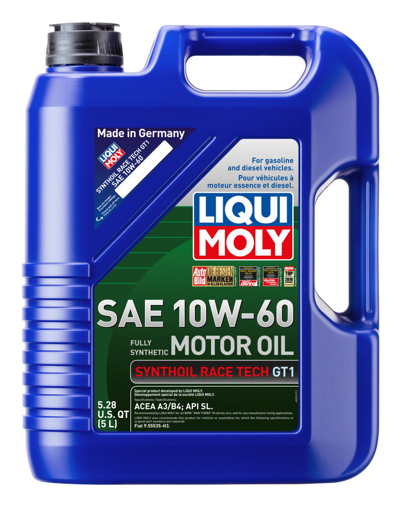 LIQUI MOLY 5L Synthoil Race Tech GT1 Motor Oil SAE 10W60 for High Performance Engines Compatible with Aston Martin BMW Ferrari and More