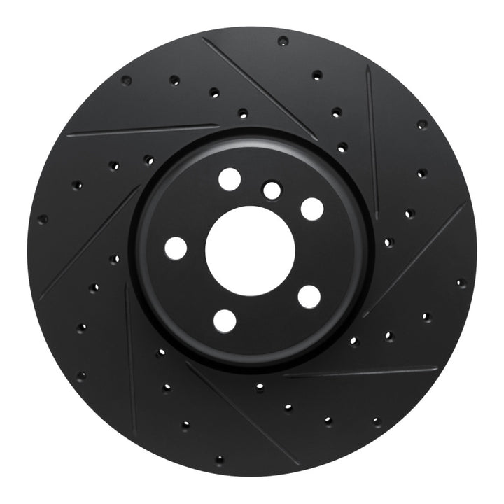 R1 16-25 BMW 330e Left Front Drilled & Slotted Black Brake Rotor