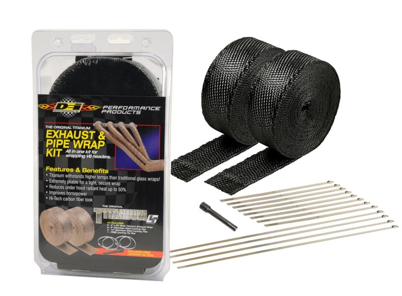 DEI Exhaust Wrap Kit Black Titanium Wrap with Locking Ties and Tool