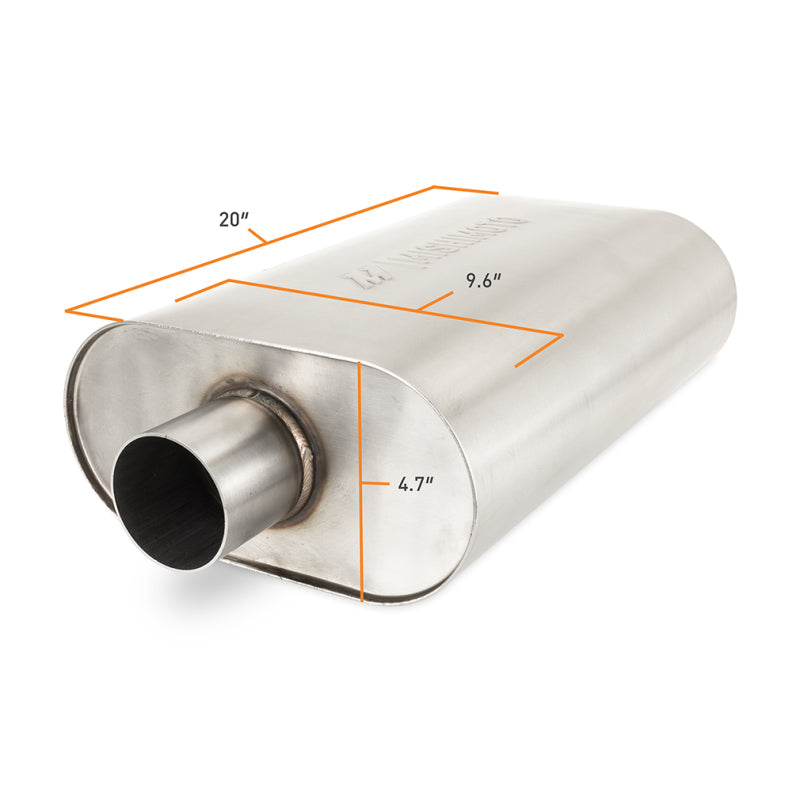 Mishimoto Universal Muffler 2.5in Center Inlet Outlet - Brushed