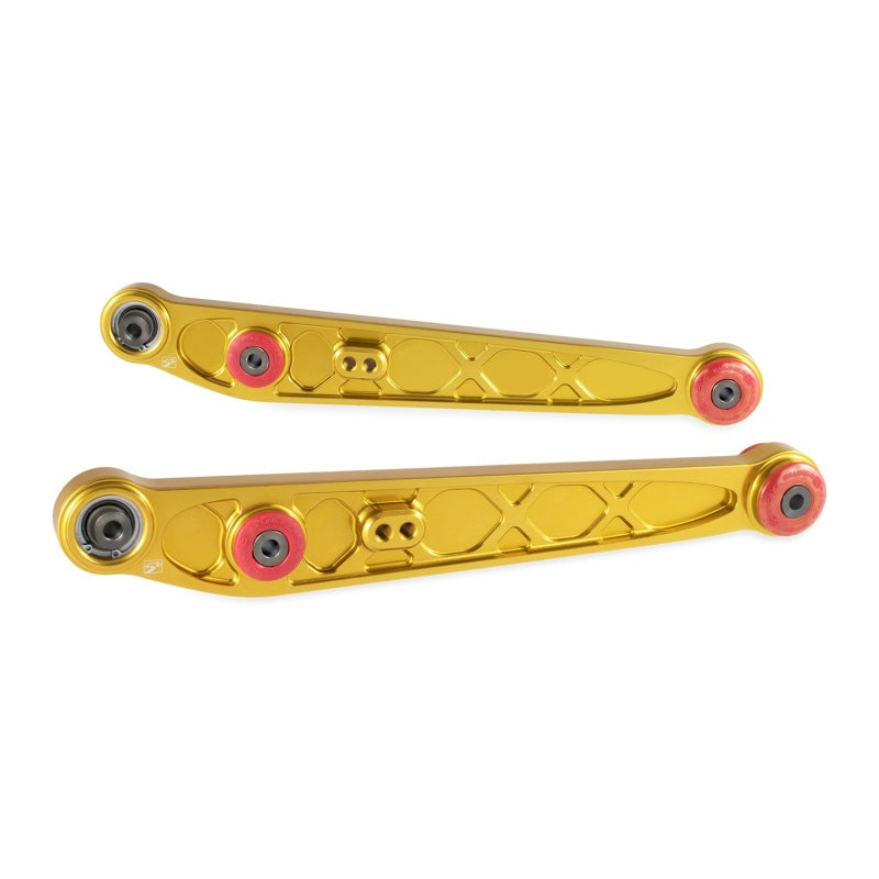 Skunk2 Racing EK Alpha Series Rear Lower Control Arm Set - Gold for 1996-2000 Honda Civic CX/DX/EX/GX/HX/LX/Si