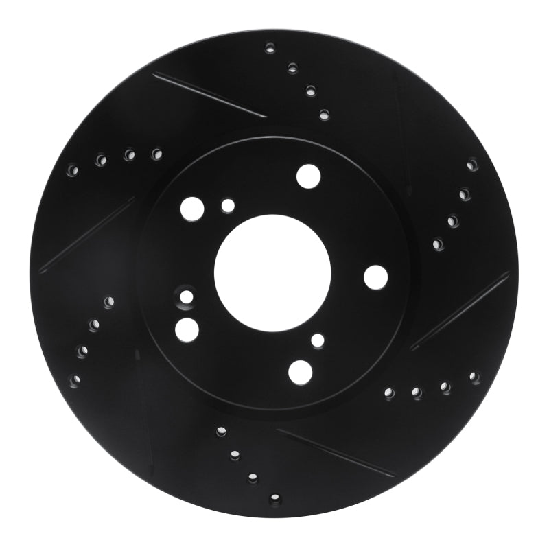 R1 Concepts Front Right Drilled & Slotted Brake Rotor - Honda Civic / Accord 2016-2026 - Black