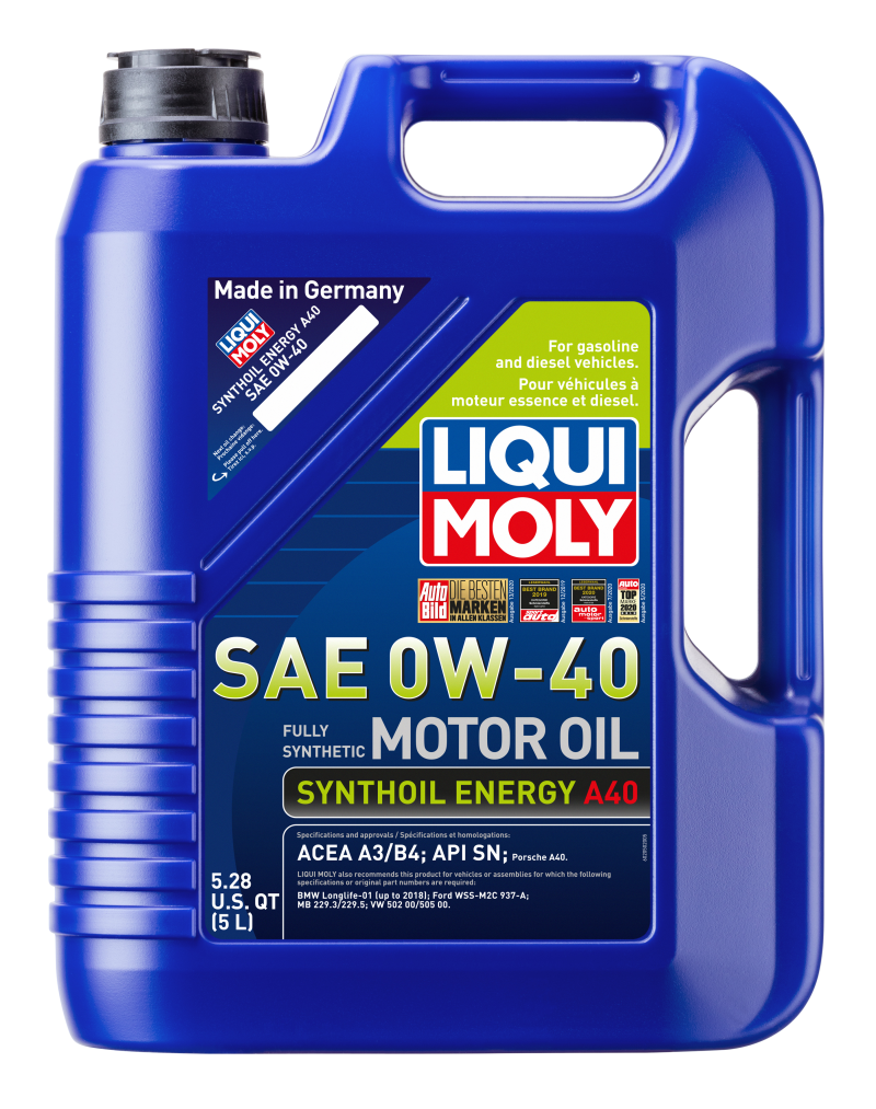 LIQUI MOLY 5L Synthoil Energy A40 Motor Oil SAE 0W40 for Acura NSX 2017-2021 and Aston Martin DB11 2018-2019 - OneFastShop