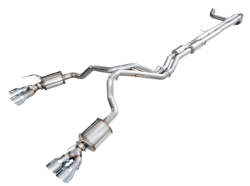 AWE 0FG Dual Exit Catback Exhaust - Cadillac Escalade ESV 6.2L 2021-2026, 5in Chrome Silver Tips