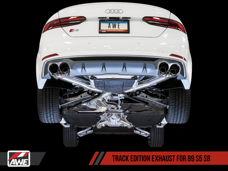 AWE Tuning Audi B9 S5 Sportback Track Edition Exhaust - Non-Resonated (Black 102mm Tips).