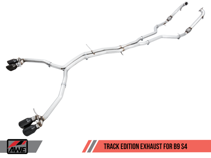 AWE Tuning Audi B9 S4 Track Edition Exhaust - Non-Resonated (Black 102mm Tips).