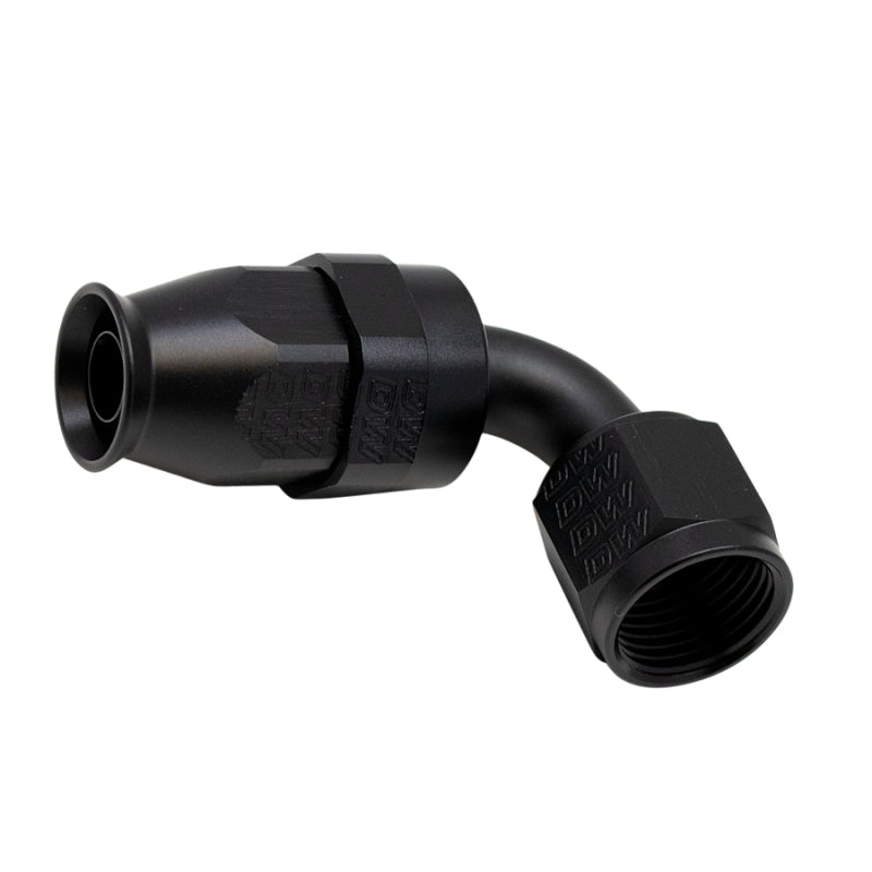 DeatschWerks 8AN Female Swivel 90-Degree Hose End PTFE Anodized Matte Black with Olive Insert