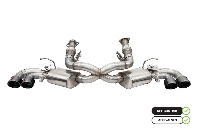 CORSA Performance C8 Valved Cat-Back Exhaust 3in 4.5in Quad Tips Fits 2020-2024 Chevrolet Corvette C8 Factory Exhaust w AFM