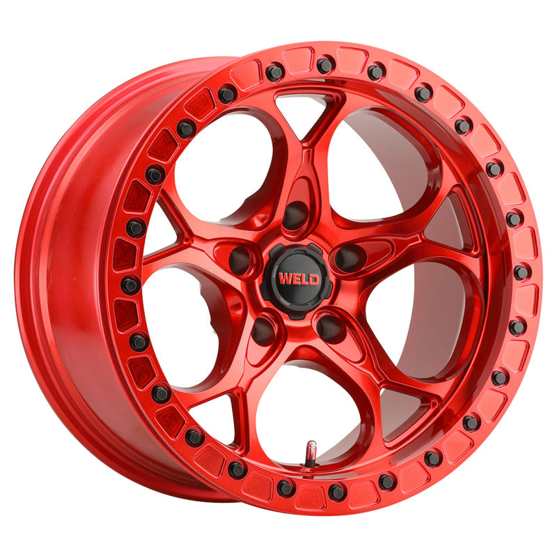 Weld Off-Road W906 17X9 Ledge Beadlock 5X127 ET–12 BS4.50 Candy Red / Red Ring (71.5)