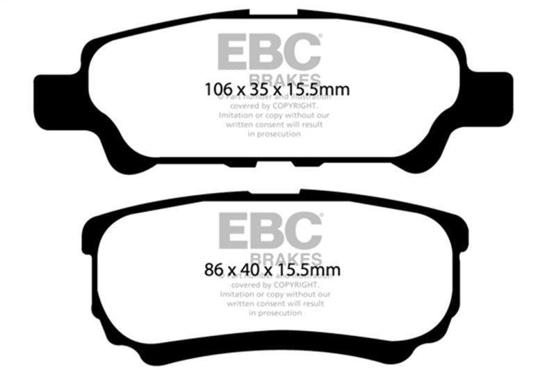 EBC Yellowstuff Rear Brake Pads for 11-14 Chrysler 200 2.4