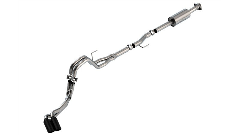 Borla Cat-Back Exhaust System S-Type 4in Black Chrome Tips for 2021-2024 Ford F-150 2.7L/3.5L King Ranch Lariat Platinum Limited