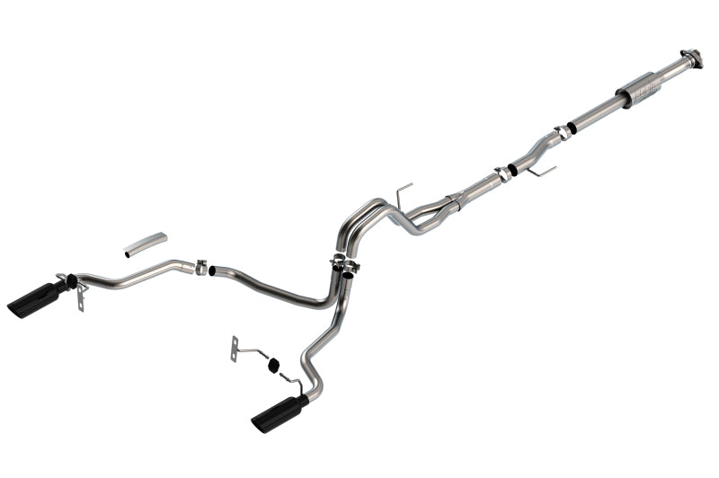 Borla Cat-Back Exhaust System with 4" Black Chrome Tips for 2021-2024 Ford F-150 2.7L/3.5L King Ranch Lariat Platinum Limited - OneFastShop