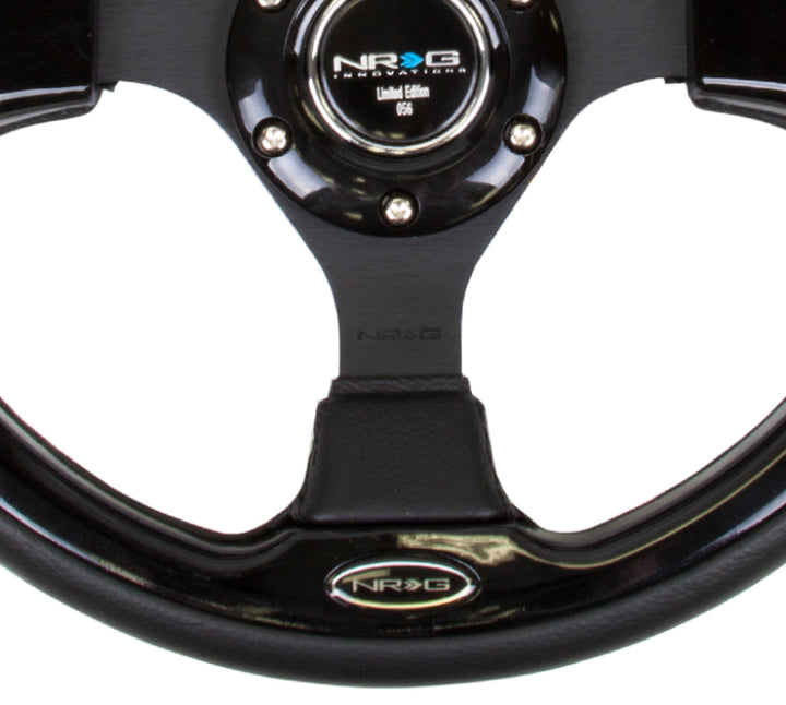 NRG Reinforced Steering Wheel 320mm Black with Gloss Black Trim - OneFastShop