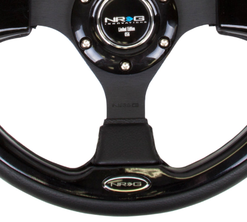 NRG Reinforced Steering Wheel - 320mm - Black, Gloss Black Trim, 3-Spoke
