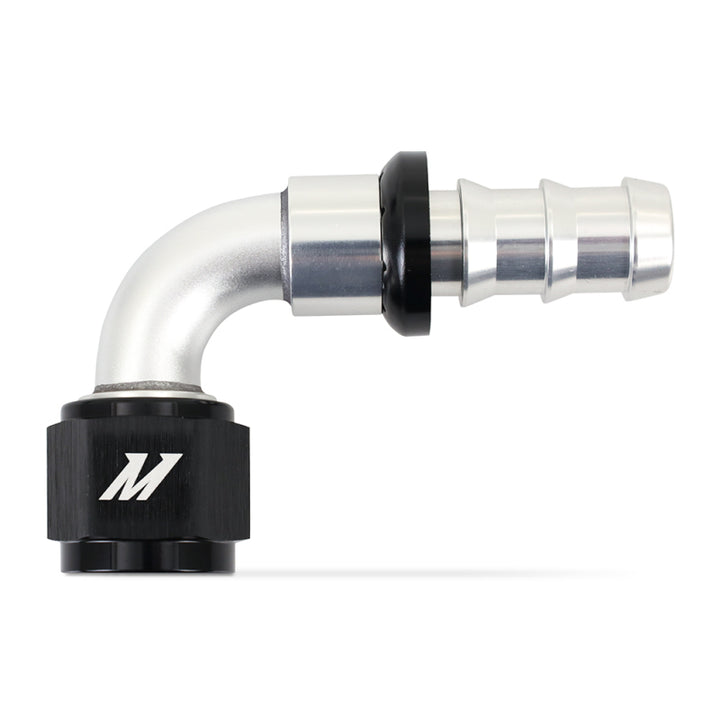 Mishimoto 90 Degree Push Lock Fitting - 10AN - Silver and Black Anodized - OneFastShop