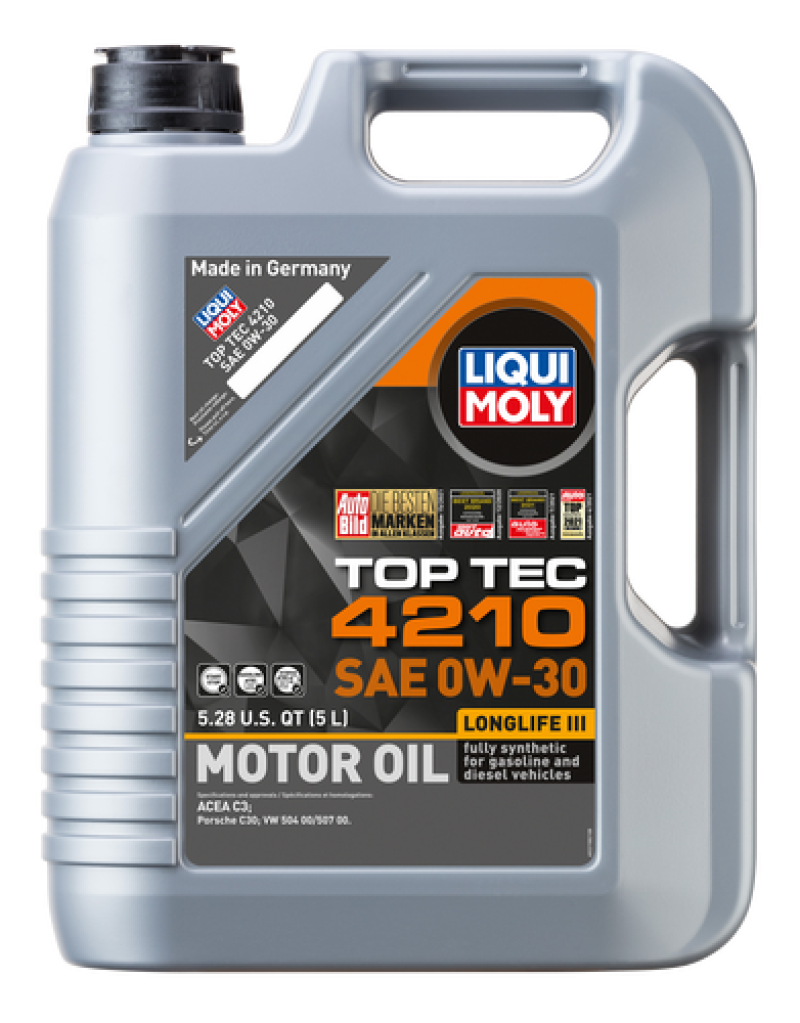 LIQUI MOLY 5L Top Tec 4210 Motor Oil SAE 0W30 for Acura Integra MDX RL RSX TL TSX 1996-2006 and Audi A3 A4 A5 A6 A7 A8 Q5 Q7 2009-2021