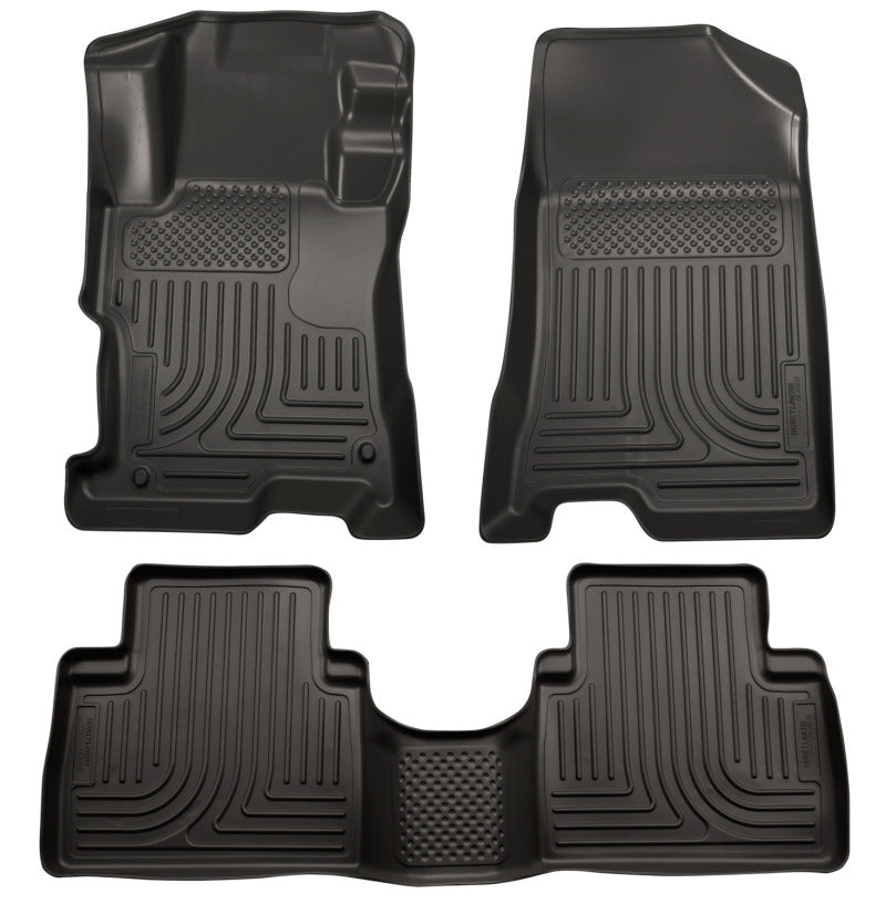 Husky Liners WeatherBeater Combo Black Floor Liners for 08-12 Honda Accord 4DR One Piece for 2nd Row