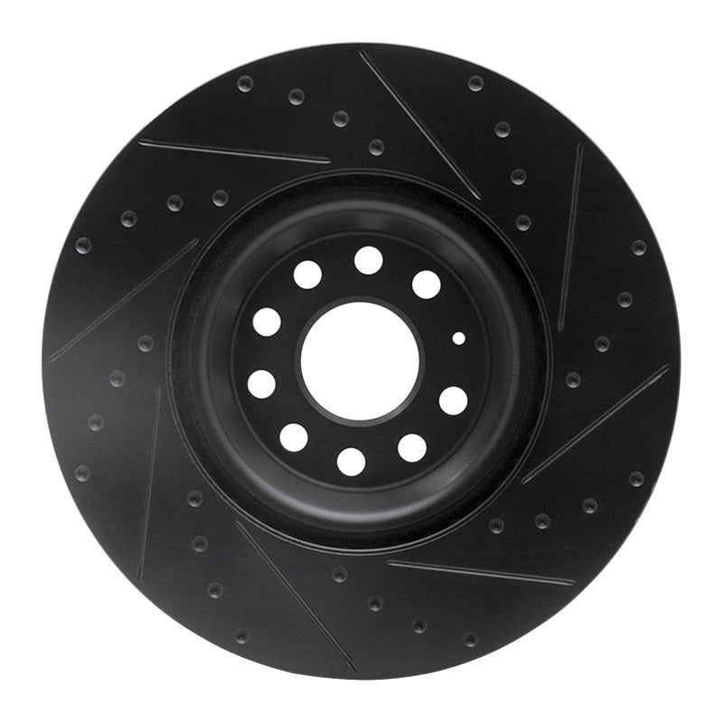 R1 2022+ Volkswagen GTI Mk 8 Front Left Drilled And Slotted Black Brake Rotor