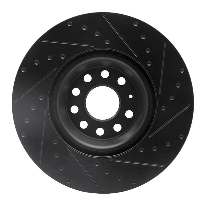 R1 2022+ Volkswagen GTI Mk 8 Front Left Drilled And Slotted Black Brake Rotor