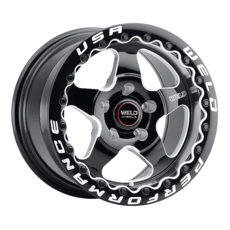 Weld Ventura Beadlock S904 Flow Formed Wheel 15x10 - 5x120 +45 - Gloss Black Milled