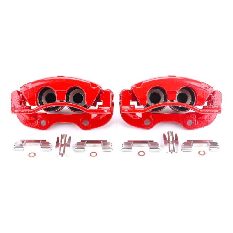 PowerStop Rear Red Calipers with Brackets for 02-06 Cadillac Escalade - Complete Pair - OneFastShop