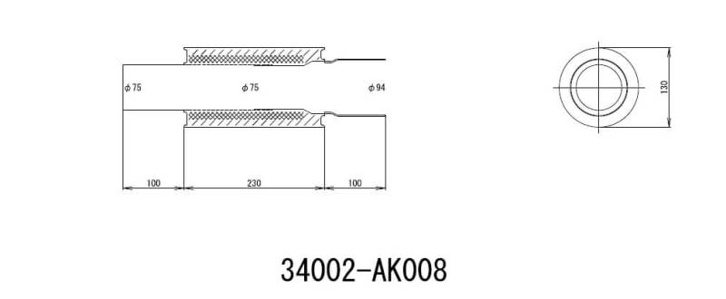 HKS Universal EX H/M SUS 130-75 Exhaust System (MOQ: 8pcs)