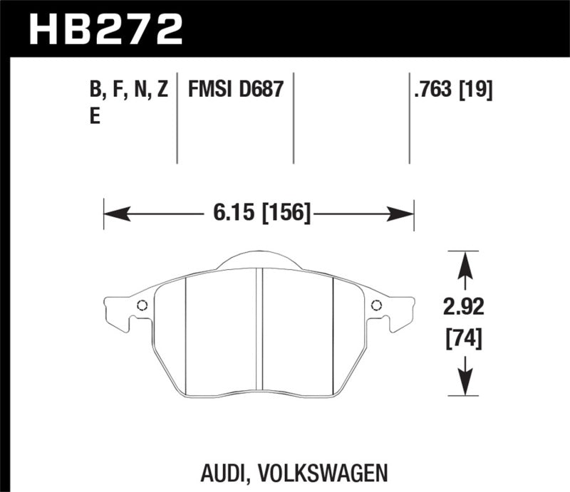 Hawk 00-06 Audi TT 00-06 TT Quattro 1.8L Front Brake Pads