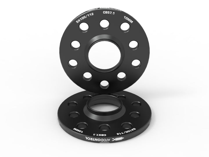 aFe CONTROL Wheel Spacers - 10mm - 5x100 / 5x112 - 57.1mm CB - Volkswagen / Audi 1990-2026 - Black - Pair