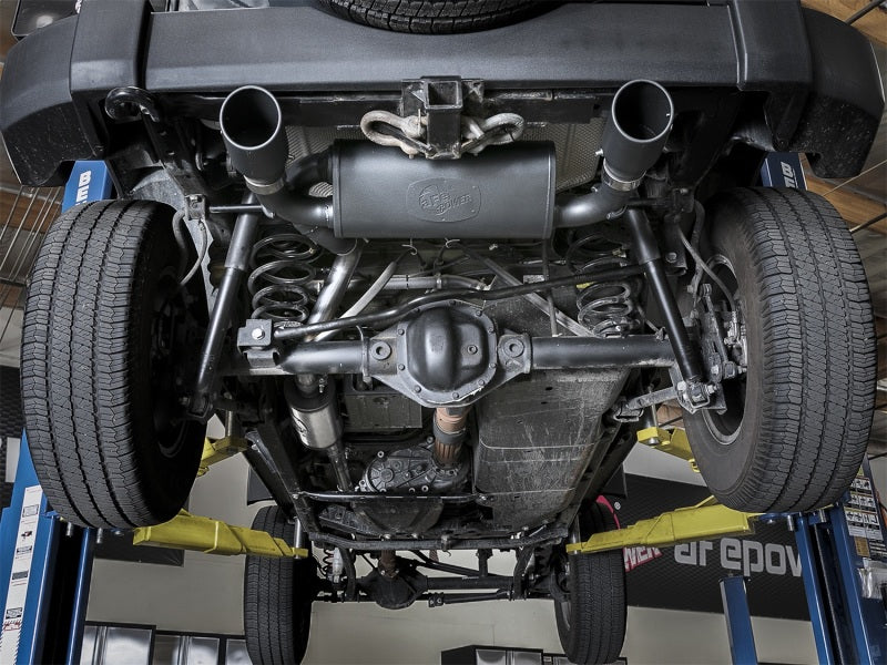 aFe Rebel Series 2.5in 409 Stainless Steel Cat-Back Exhaust - Jeep Wrangler (JK) 3.6L / 3.8L 2007-2018 - Black Tips, view 3