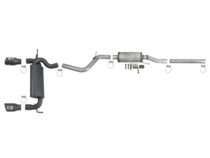 aFe Rebel Series 2.5in 409 Stainless Steel Cat-Back Exhaust - Jeep Wrangler (JK) 3.6L / 3.8L 2007-2018 - Black Tips, view 6