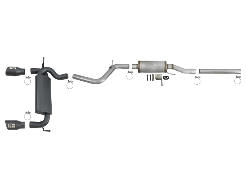 aFe Rebel Series 2.5in 409 Stainless Steel Cat-Back Exhaust - Jeep Wrangler (JK) 3.6L / 3.8L 2007-2018 - Black Tips, view 6