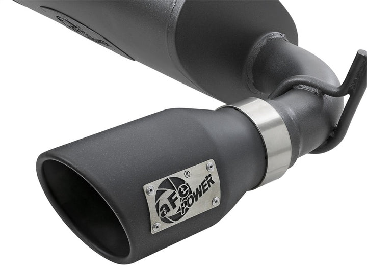 aFe Rebel Series 2.5in 409 Stainless Steel Cat-Back Exhaust - Jeep Wrangler (JK) 3.6L / 3.8L 2007-2018 - Black Tips, view 9