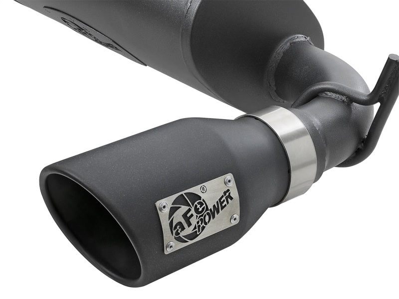 aFe Rebel Series 2.5in 409 Stainless Steel Cat-Back Exhaust - Jeep Wrangler (JK) 3.6L / 3.8L 2007-2018 - Black Tips, view 9