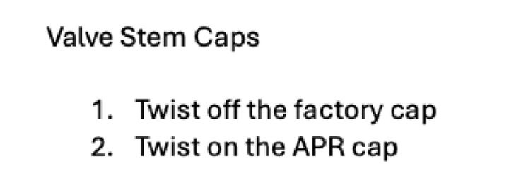 APR Aluminum Valve Stem Caps Set of 4 - Audi 1992-2027 - Silver, installation instructions